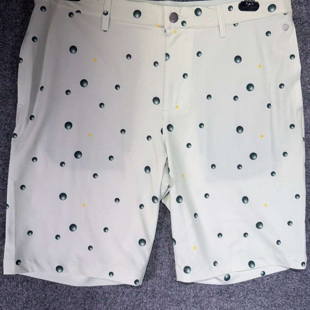 Adidas Ultimate Print Golf Shorts Mens 32 Linen Green Golf Ball Pattern HF6544